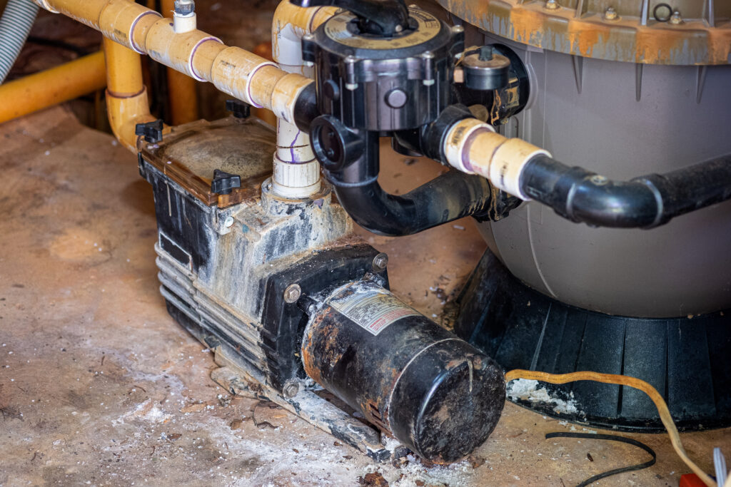 Old Electrical pool pump, pool safety