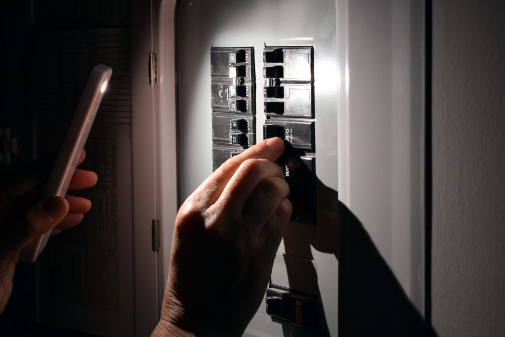Power outage checking breaker