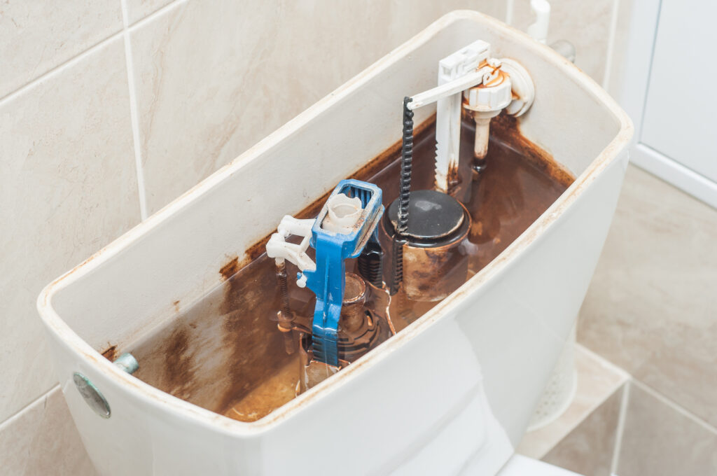 Toilet mineral buildup in the tank
